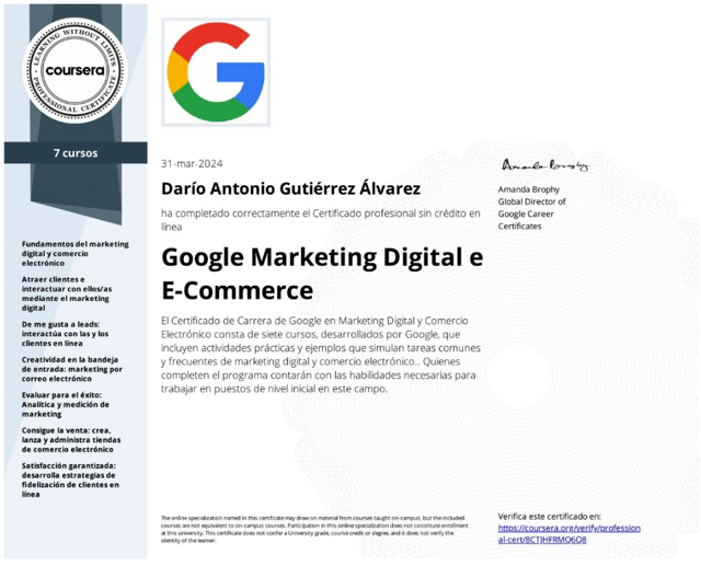 Google Marketing Digital e E-Commerce